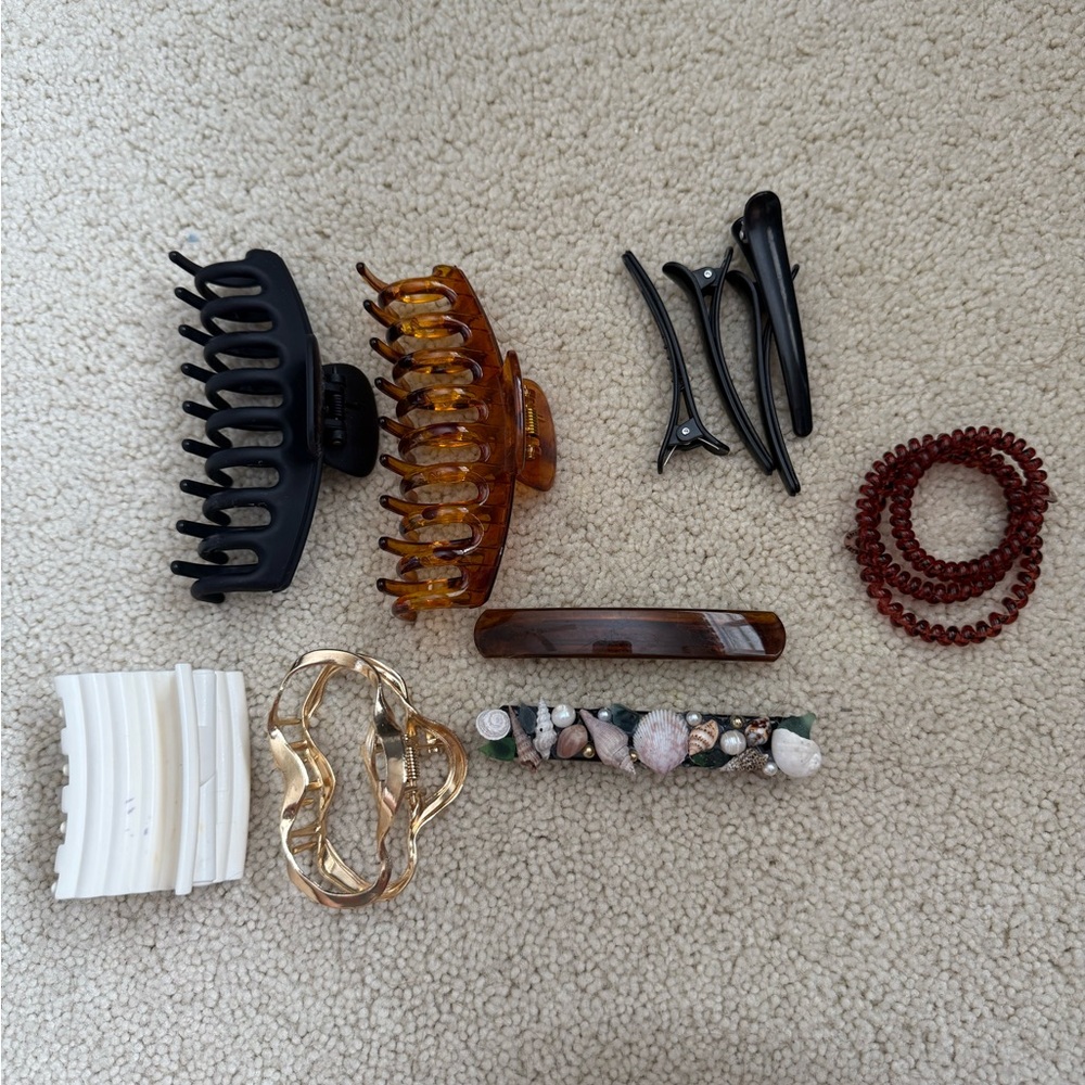 Stylish Hair Clip Collection - Black, Brown, Gold, White